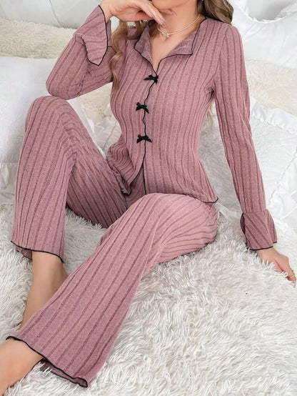 Women’s Long Sleeve Pajama Set – Soft Summer Sleepwear with Trousers, Cozy Lounge Homewear for Women