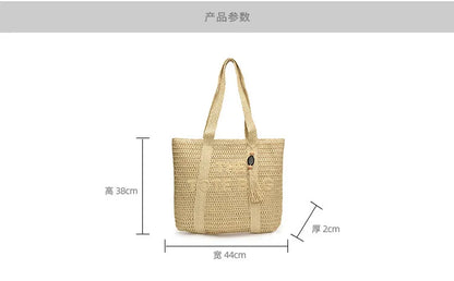 Boho Straw Tote Bag – Woven Beach Shoulder Handbag for Women Summer Fashion
