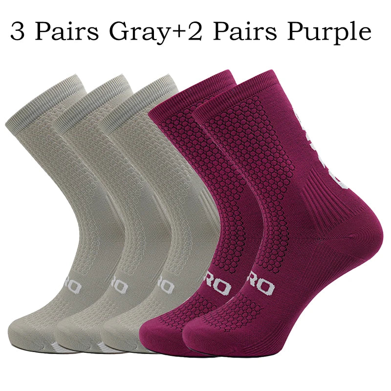 5 Pairs Compression Sports Crew Socks – Breathable Athletic Running & Training Socks