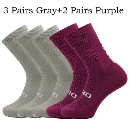5 Pairs Compression Sports Crew Socks – Breathable Athletic Running & Training Socks