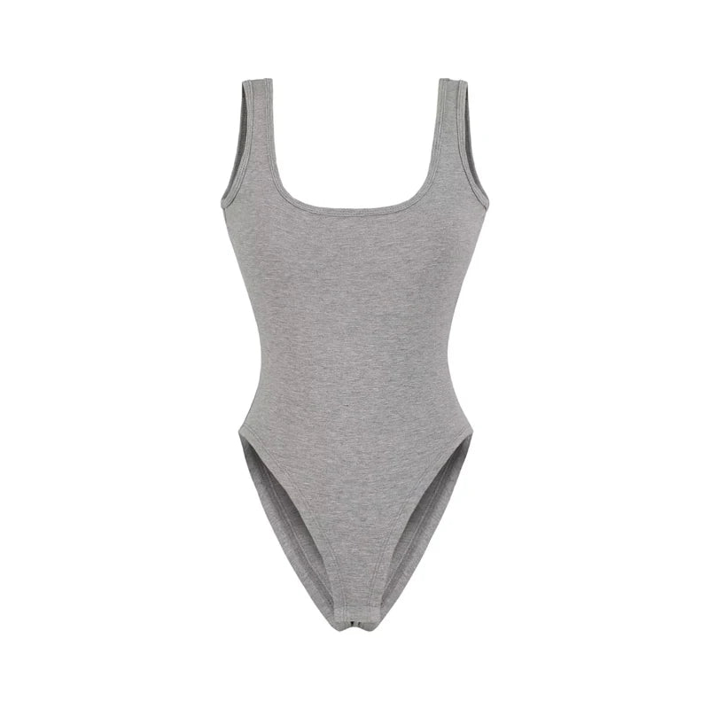 Women's Sculpting Modern Low Back Tank Bodysuit With Bra Insert