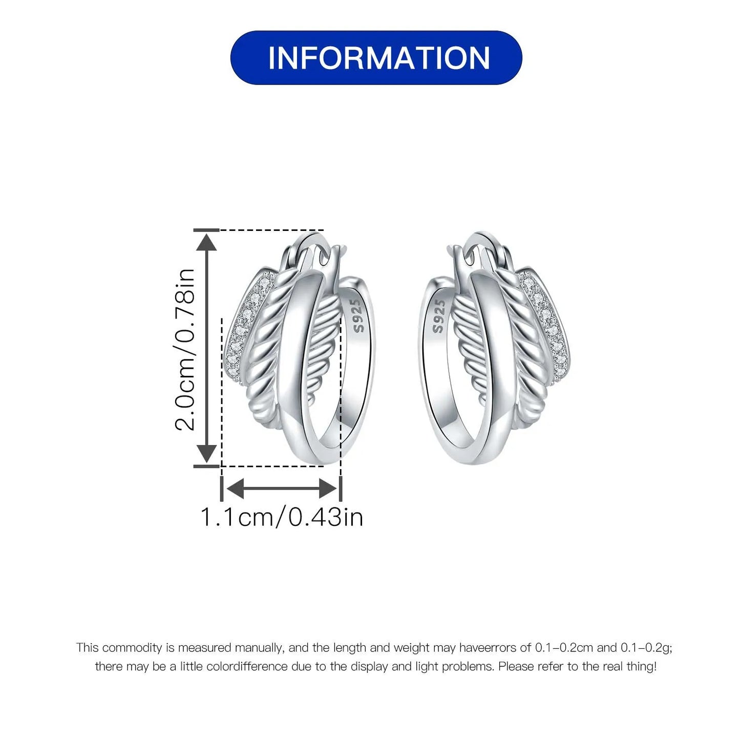 925 Sterling Silver Hoop Earrings – Minimalist Layered Huggie Earrings for Women