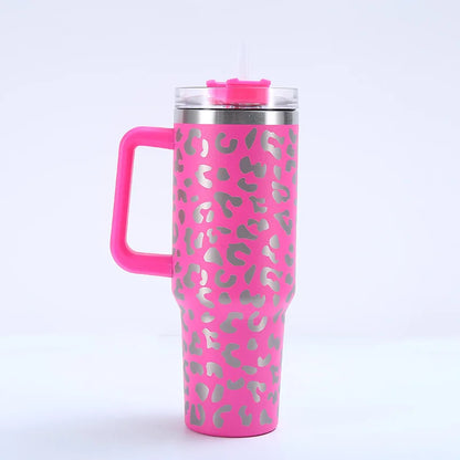 40oz Stainless Steel Vacuum Insulated Travel Mug with Handle Straw Lid