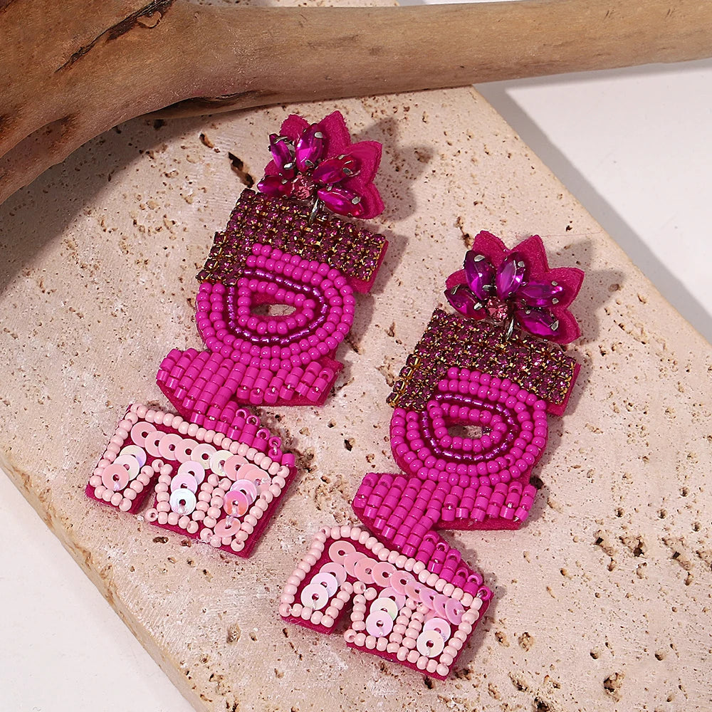 Boho Beach Statement Earrings – Handmade Beaded Starfish Seahorse Shell Drop Earrings for Women