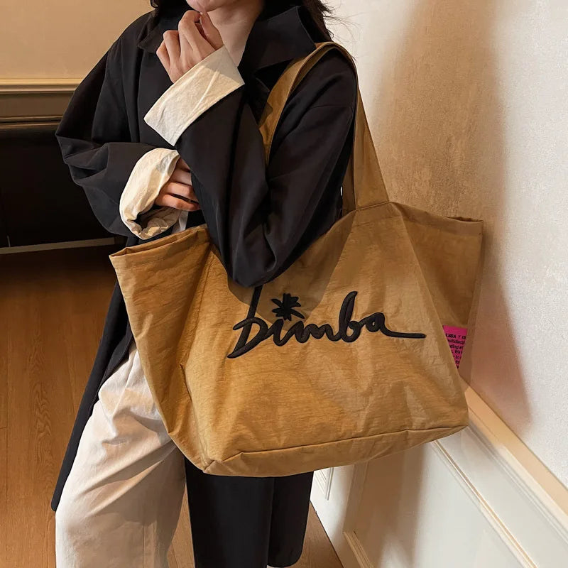 Large Capaci Canvas Tote Bag Women's 2026 New High-End Embroidered Casual op Bag Mom Sle Commuter Bag