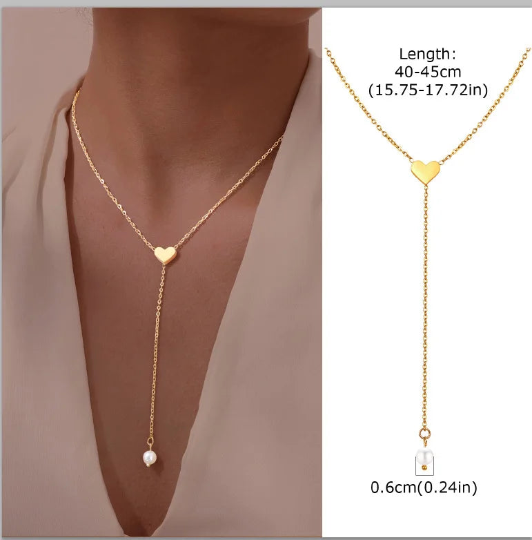 Gold Layered Y Necklace – Minimalist Dainty Lariat Necklace for Women Elegant Jewelry