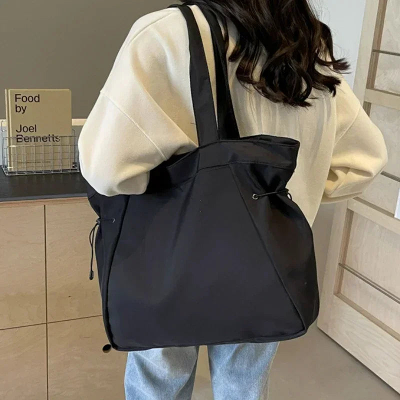 Minimalist Nylon Tote Bag – Large Capacity Casual Shoulder Handbag for Women