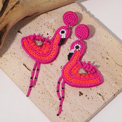Boho Beach Statement Earrings – Handmade Beaded Starfish Seahorse Shell Drop Earrings for Women
