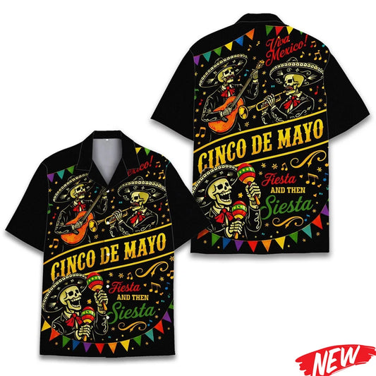 Mexico Graphic Hawaiian Shirt Cinco de Mayo Aloha Beach Party Button Up