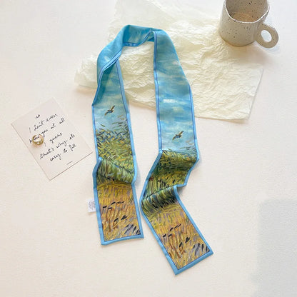 Vintage Paisley Hair Scarf for Women – Satin Headband Neck Tie Ribbon