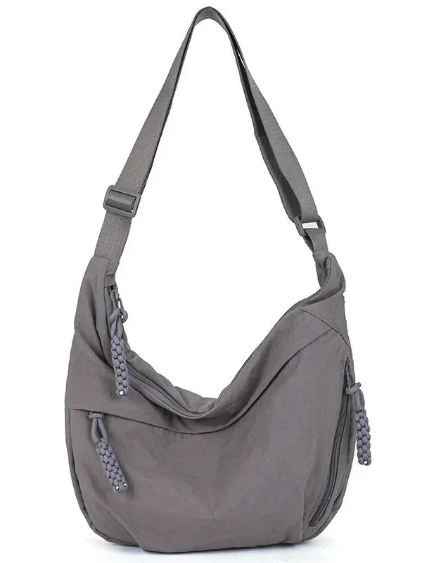 Casual Nylon Crescent Shoulder Bag – Lightweight Slouchy Crossbody Hobo Bag for Women