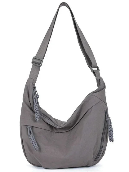 Casual Nylon Crescent Shoulder Bag – Lightweight Slouchy Crossbody Hobo Bag for Women