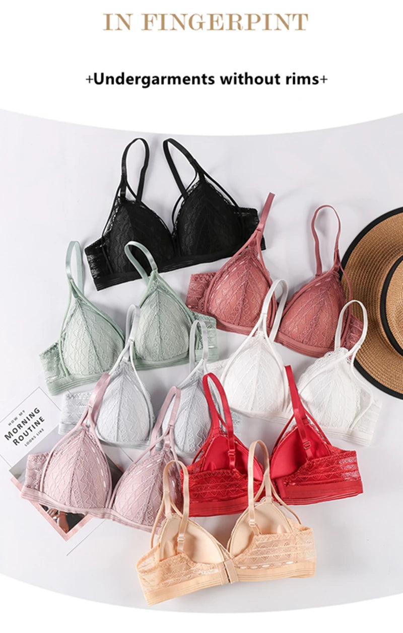 Sexy Lace Bralette for Women – Soft Wireless Push Up Bra