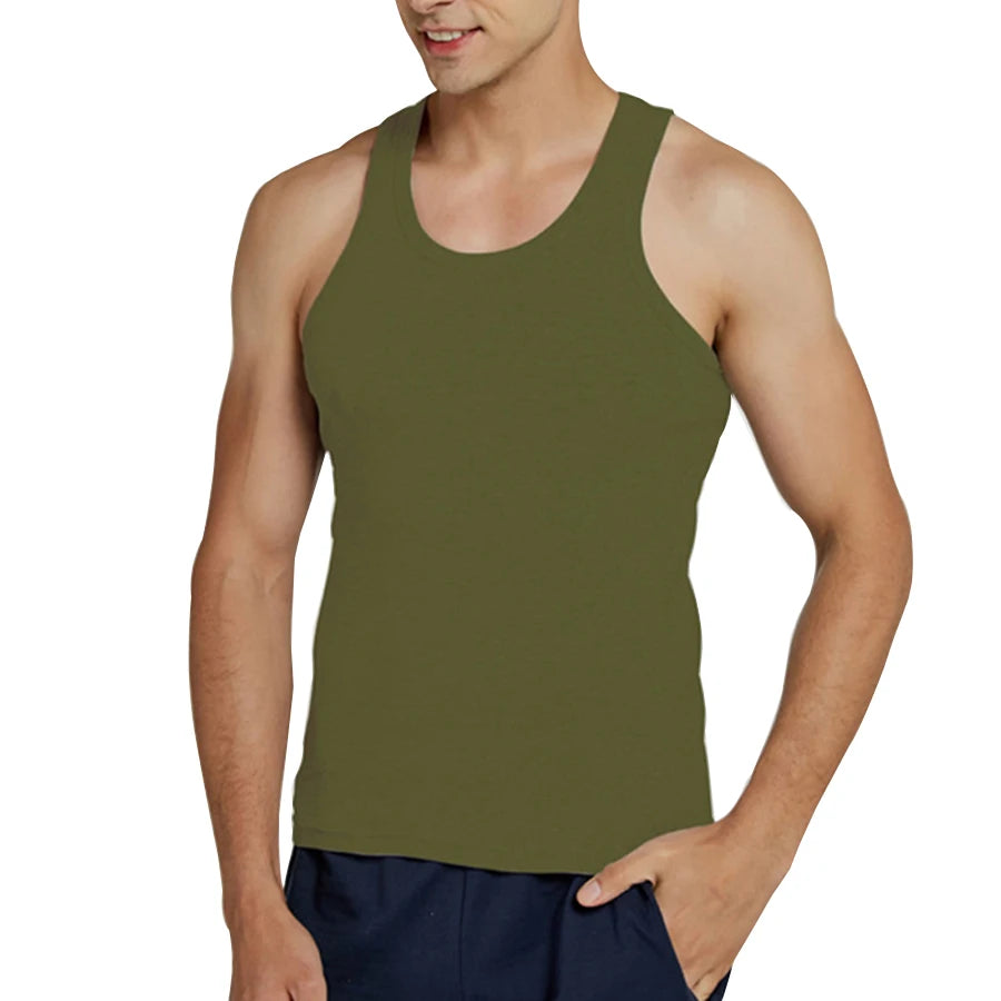 Tank Tops Men 2026 Summer 100% Cotton Cool Fitness Vest Sleeveless Tops Gym Slim Colorful Casual Undershirt