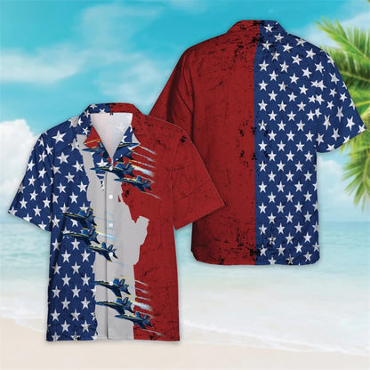 Patriotic American Flag Hawaiian Shirt – Men’s Summer Button Down Shirt