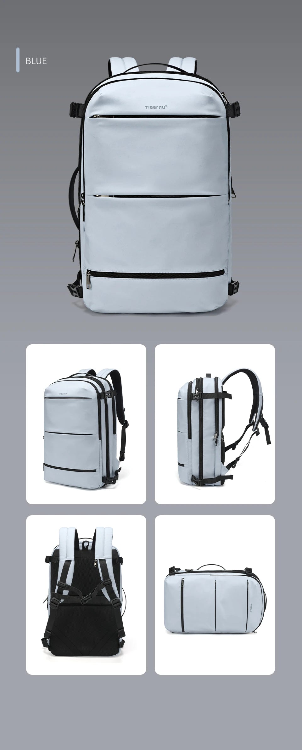 TIGERNU Large Capacity Travel Backpack – Airline Approved Laptop Bag