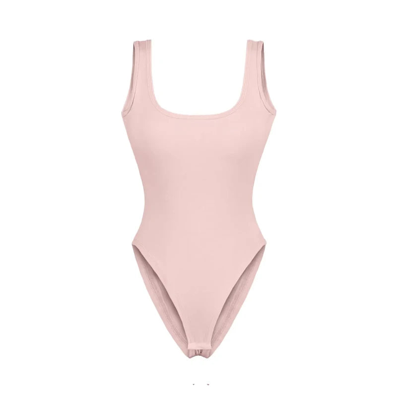 Women's Sculpting Modern Low Back Tank Bodysuit With Bra Insert