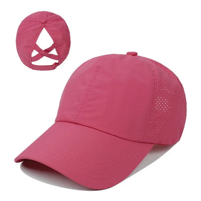Women’s Ponytail Baseball Cap – Breathable Mesh Sports Hat for Running & Gym