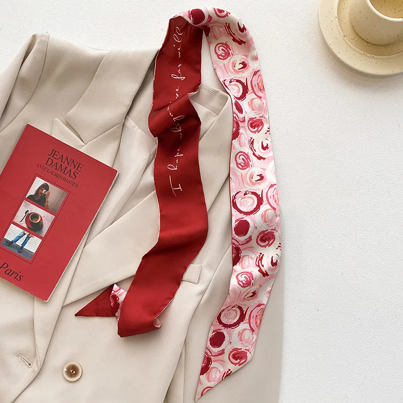Vintage Paisley Hair Scarf for Women – Satin Headband Neck Tie Ribbon