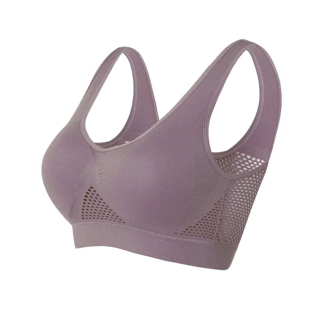 Seamless Sports Bra – Breathable Push Up Fitness Bra with Removable Pads