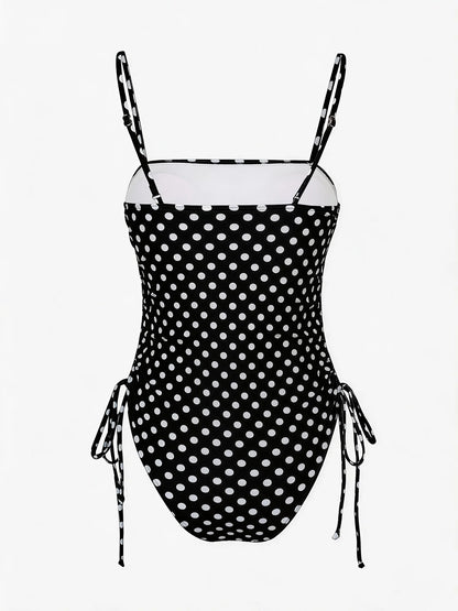 Pink Polka Dot High Cut Bikini Set Women Retro Ruched Swimwear Beach Outfit