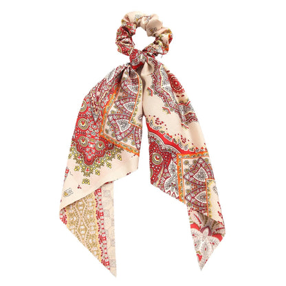 Boho Scarf Hair Scrunchies – Printed Ribbon Hair Tie Set