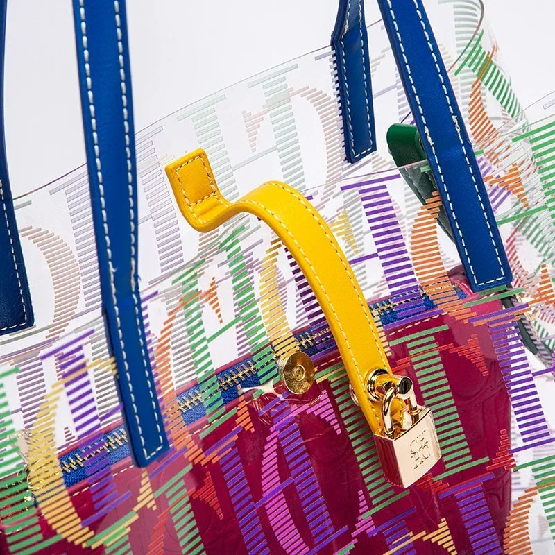 Colorful Transparent Tote Bag – Women’s Fashion Shoulder & Crossbody Bag