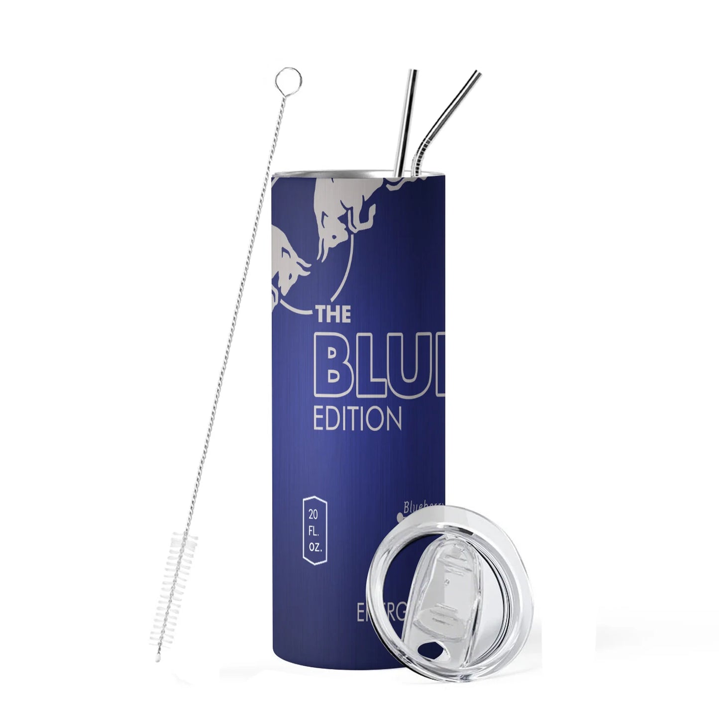 Energy Drink Slim Tumbler – 20oz Stainless Steel Cup with Straw & Lid