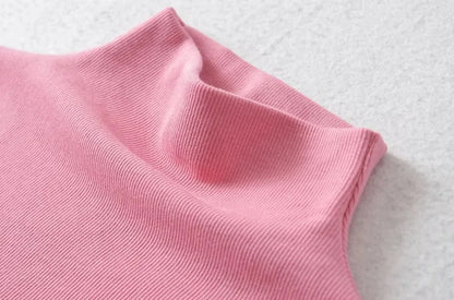Women’s Sleeveless Turtleneck Top – Slim Fit Solid Basic Tee