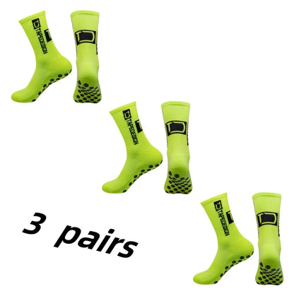 3 Pairs Grip Soccer Socks – Anti Slip Athletic Crew Sports Socks