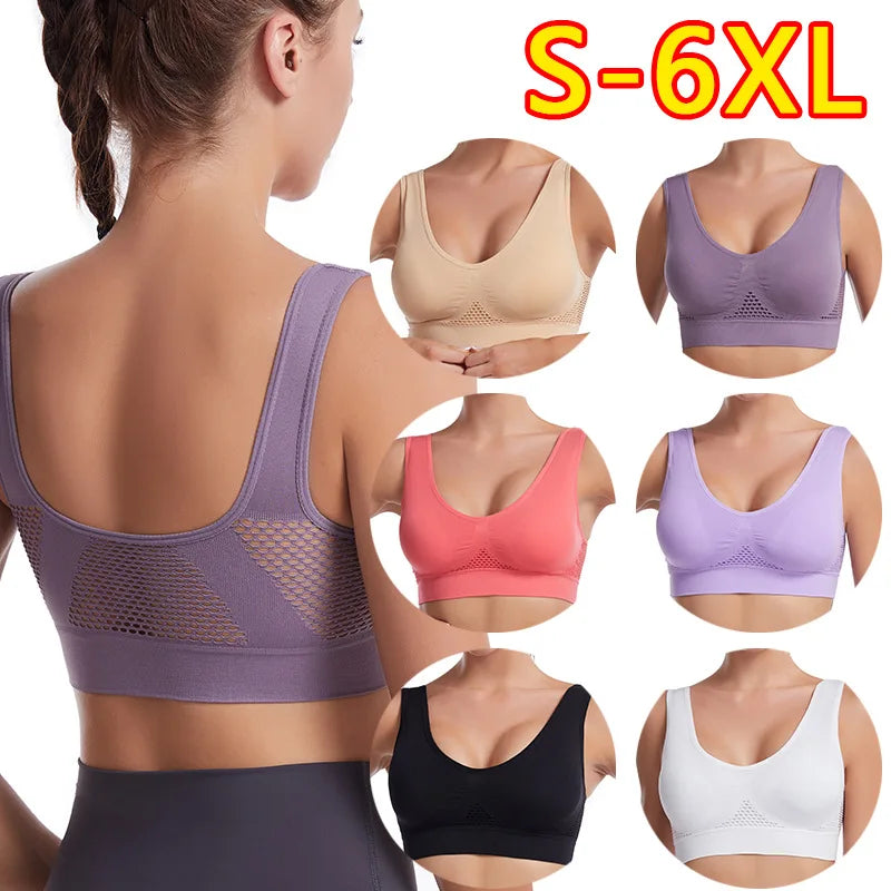 Seamless Sports Bra – Breathable Push Up Fitness Bra with Removable Pads
