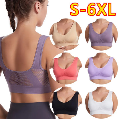 Seamless Sports Bra – Breathable Push Up Fitness Bra with Removable Pads