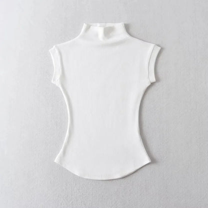Women’s Sleeveless Turtleneck Top – Slim Fit Solid Basic Tee