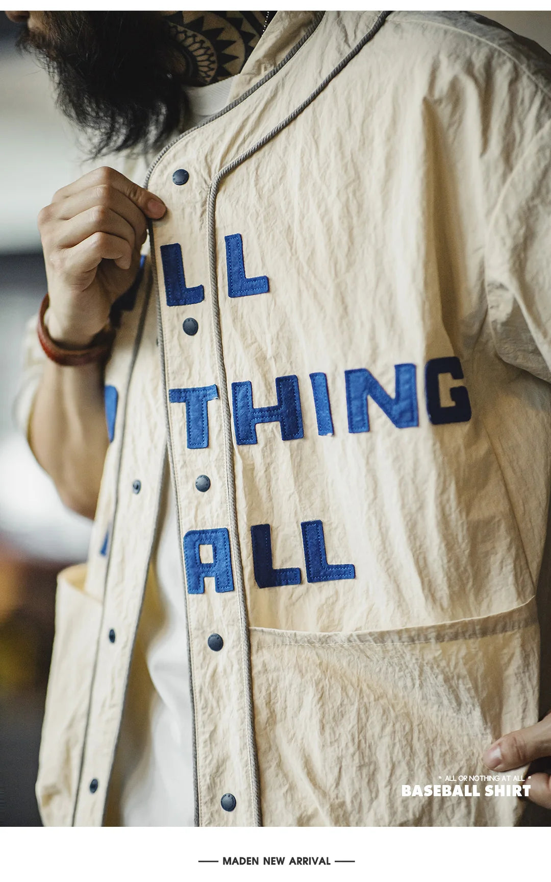 Men’s Oversized Streetwear Shirt – Japanese Retro Baseball Jersey