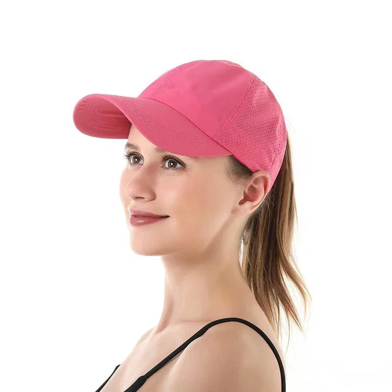 Women’s Ponytail Baseball Cap – Breathable Mesh Sports Hat for Running & Gym