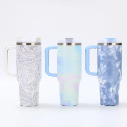 40oz 304 Stainless Steel Tumbler with Handle Straw Insulated Thermos Cup