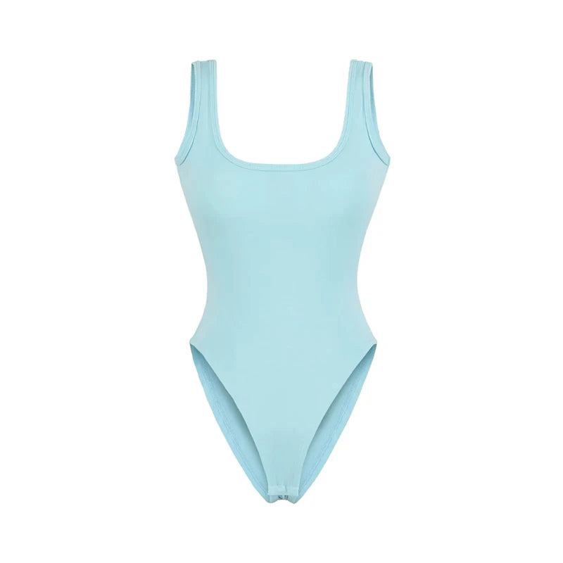 Women's Sculpting Modern Low Back Tank Bodysuit With Bra Insert