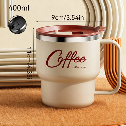 Insulated Coffee Mug with Straw – Stainless Steel Travel Cup for Coffee, Tea & Office Desk Drinkware