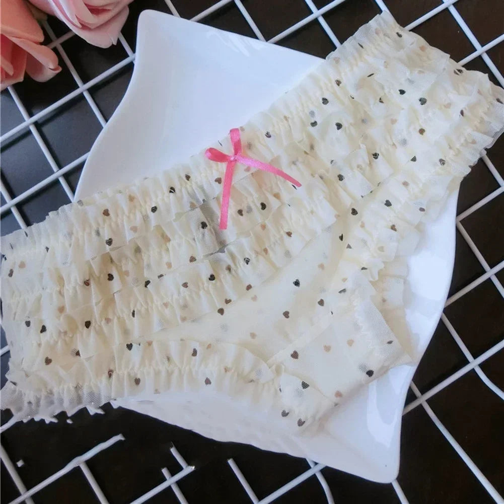 Cute Ruffle Lace Panties – Floral Mesh Low Waist Breathable Women Underwear