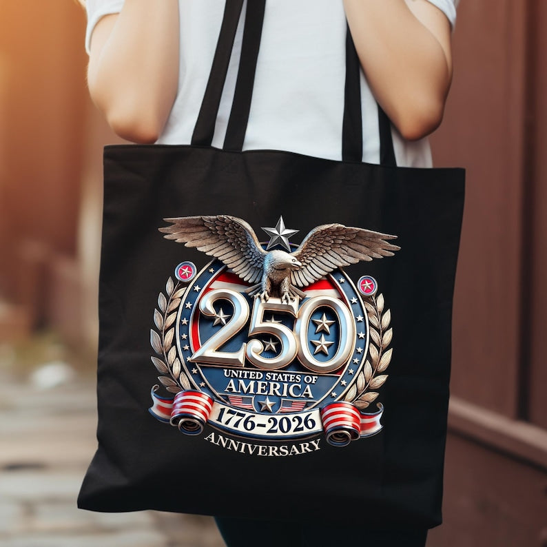 Freedom 250th Anniversary Tote Bag, USA 250 Years Independence Tote Bag, 250th Independence Day Tote Bag