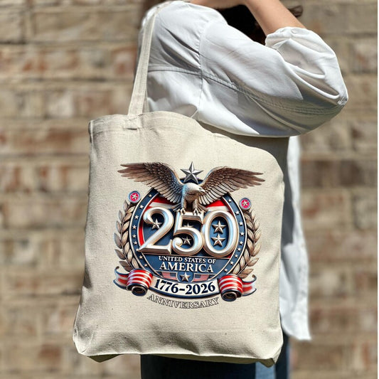 Freedom 250th Anniversary Tote Bag, USA 250 Years Independence Tote Bag, 250th Independence Day Tote Bag