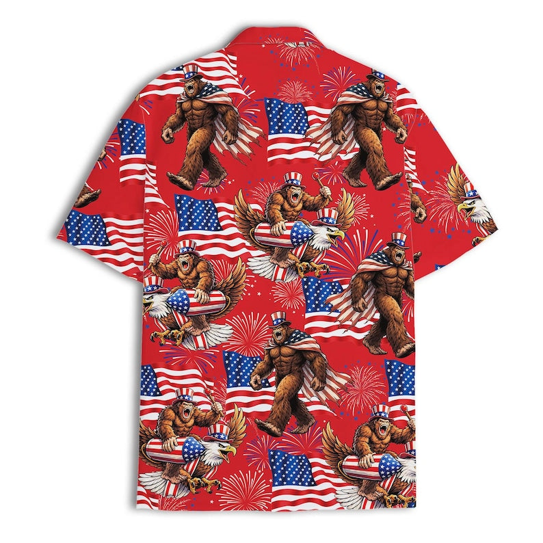 Bigfoot Firework Hawaiian Shirt
