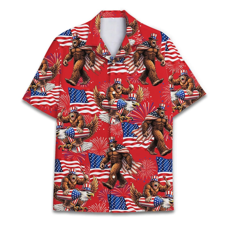 Bigfoot Firework Hawaiian Shirt
