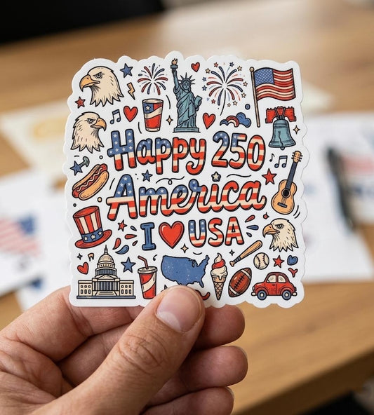USA 250th Anniversary Sticker, 1776–2026 America Semiquincentennial Decal Sticker, Patriotic Eagle Flag Sticker, 4th of July Gifts