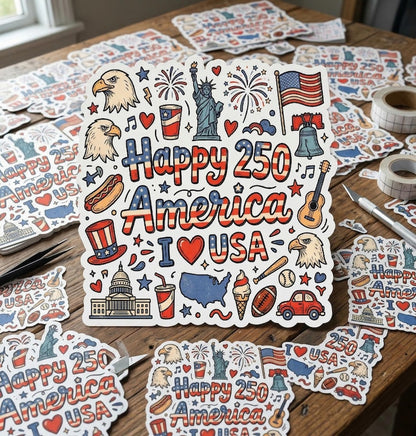 USA 250th Anniversary Sticker, 1776–2026 America Semiquincentennial Decal Sticker, Patriotic Eagle Flag Sticker, 4th of July Gifts