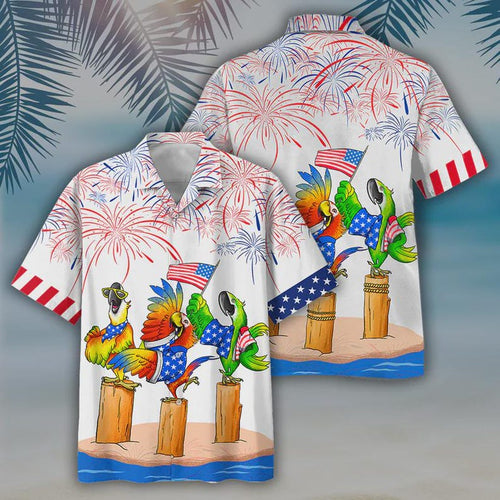 Patriotic Parrot Hawaiian Shirt