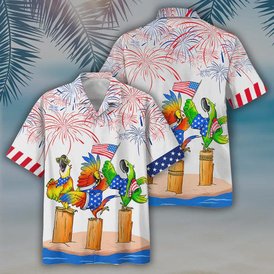 Patriotic Parrot Hawaiian Shirt