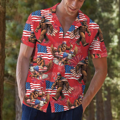 Bigfoot Firework Hawaiian Shirt