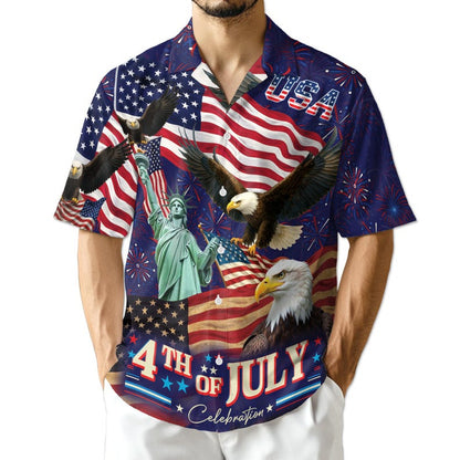 4th of July Hawaiian Shirt, USA Patriotic Aloha Shirt
