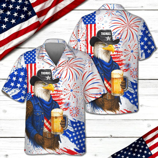 Personalized Name America 250th Birthday US Flag Hawaii Shirt